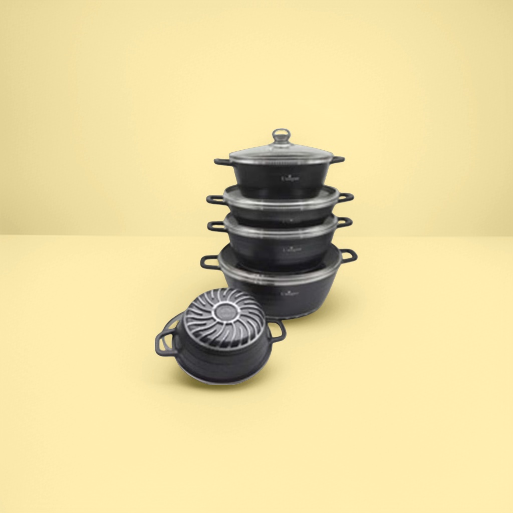 Black non-stick pan set of 3 pieces, including wok, soup pan and frying pan, for home kitchen use Specification image