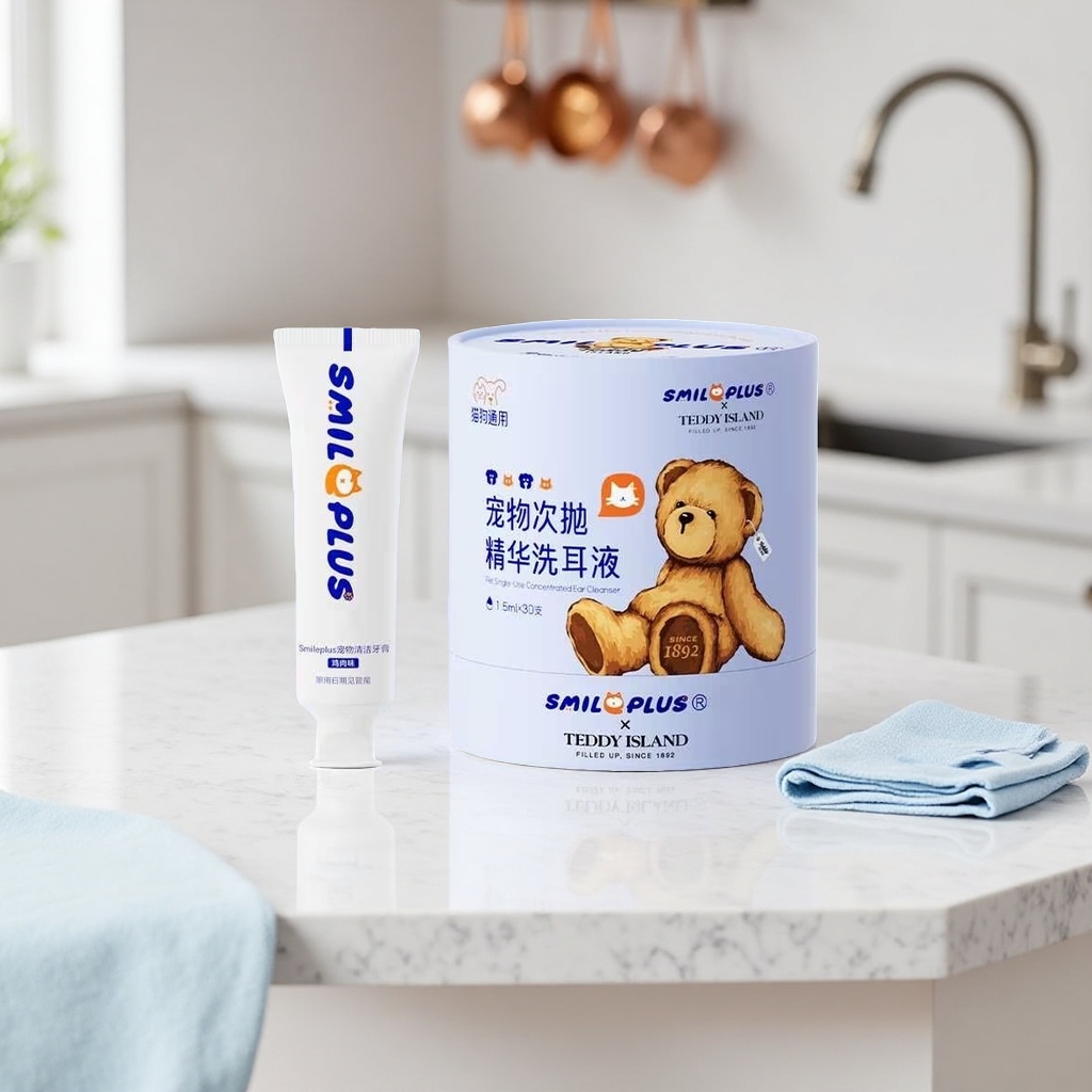 Pet care toothpaste and ear wash set, specially designed for freshening breath, eliminating odors and protecting ears Specification image