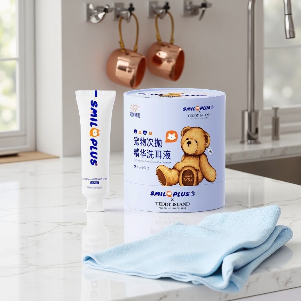 Pet care toothpaste and ear wash set, specially designed for freshening breath, eliminating odors and protecting ears details Picture