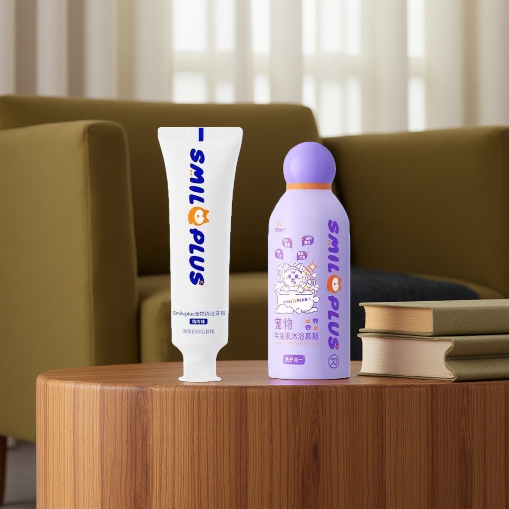 Pet cleaning products, toothpaste, bath mousse set 120g, freshening breath, Deodorizing, gentle formula Application Scenario