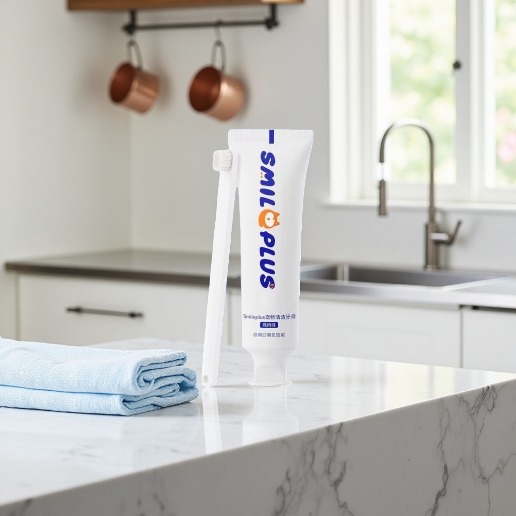 Pet cleaning toothpaste and toothbrush set deodorizing, tooth-protecting, long-lasting fresh breath Application Scenario
