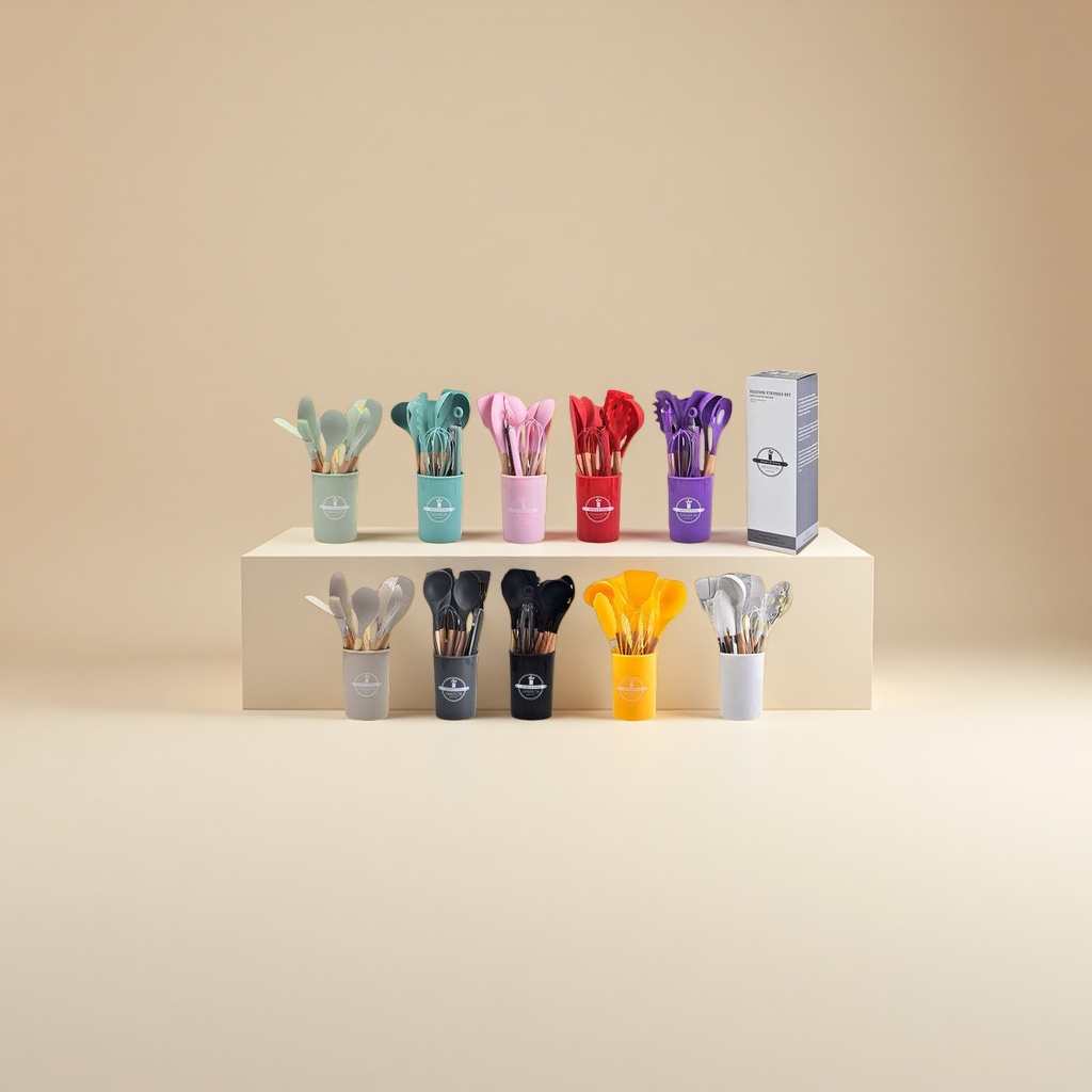 彩色厨具套装家用不锈钢炒锅汤勺铲子炖锅组合