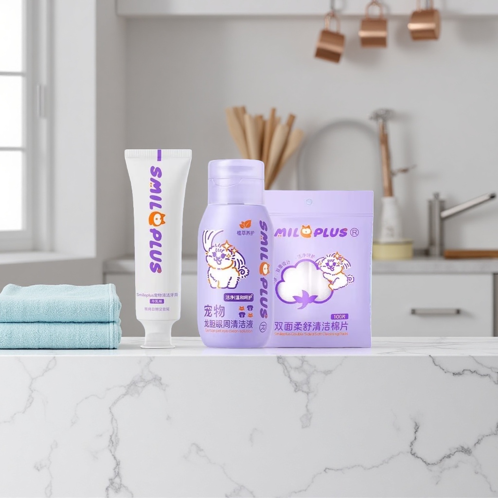 Pet toothpaste Eye Care liquid cleaning cotton pad set 120g Deodorizing and stain-removing gentle care Application Scenario