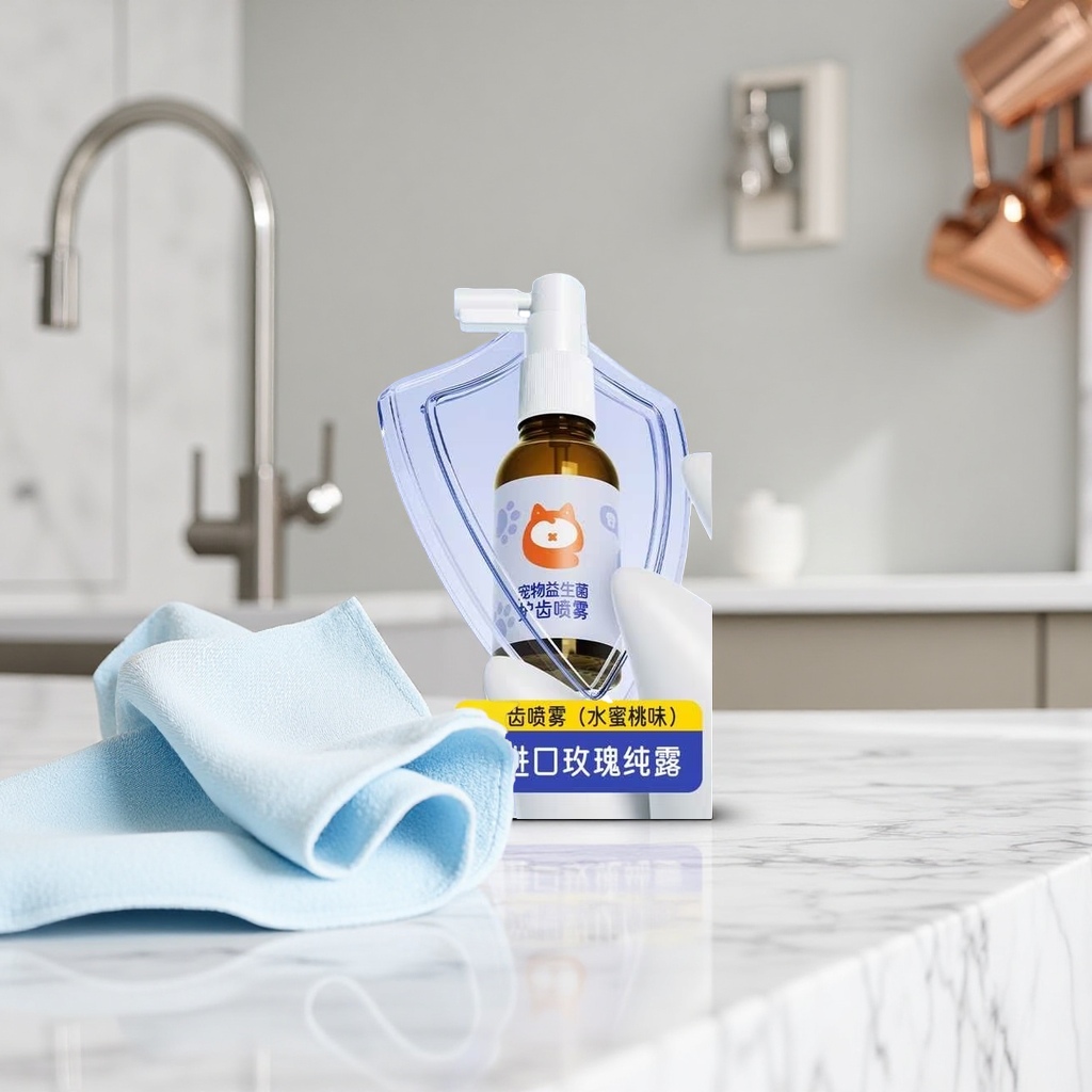 Pet probiotic tooth protection spray naturally cares for fresh and healthy breath