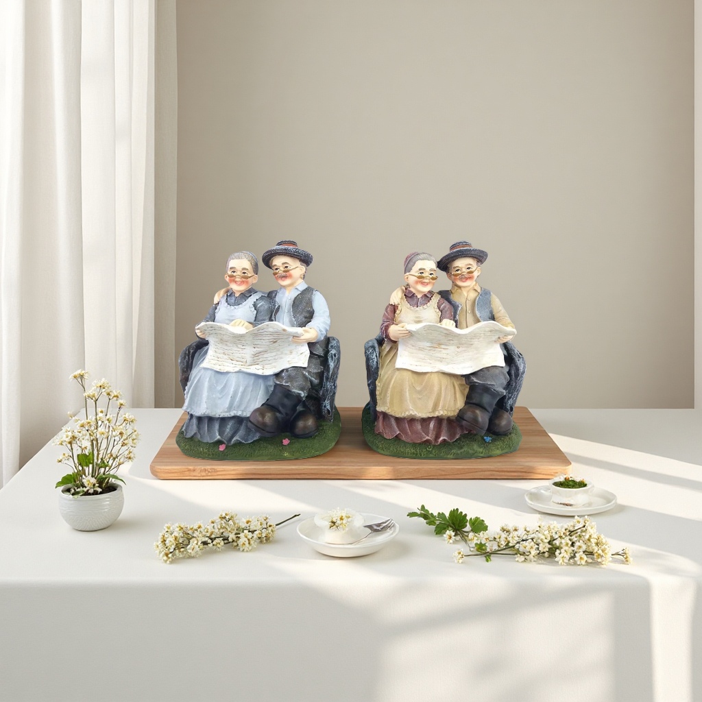 老年夫妇装饰品一对摆件家居艺术摆设复古风格工艺品111621262