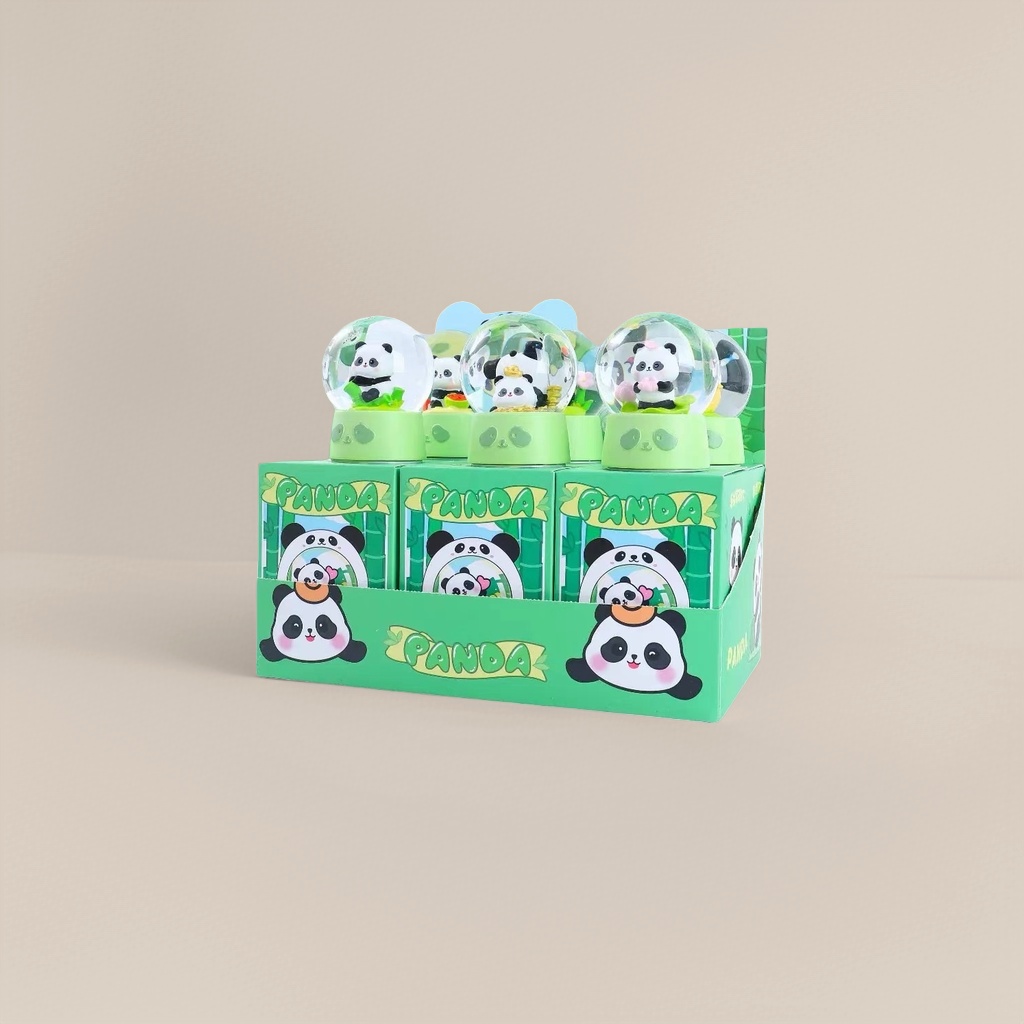 可爱熊猫水晶球摆件梦幻发光装饰品居家摆件