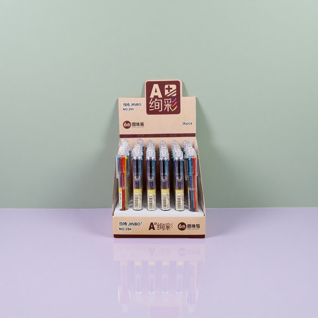 JINBO NO294 A+ Colorful Six-Color Ballpoint Pen Set of 36 pieces Application Scenario