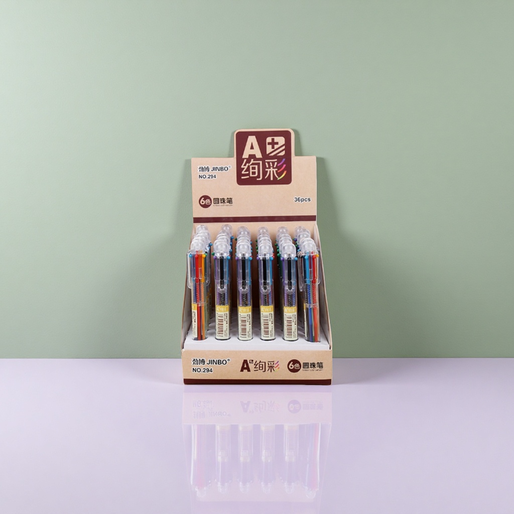 JINBO NO294 A+ Colorful Six-Color Ballpoint Pen Set of 36 pieces Specification image