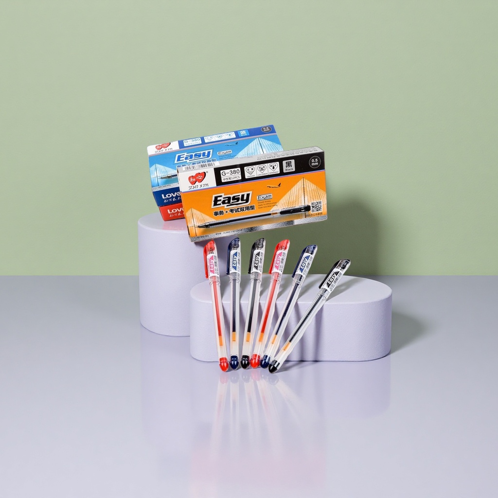 Easy brand gel pen set: 2 black ballpoint pens for office and student use Specification image