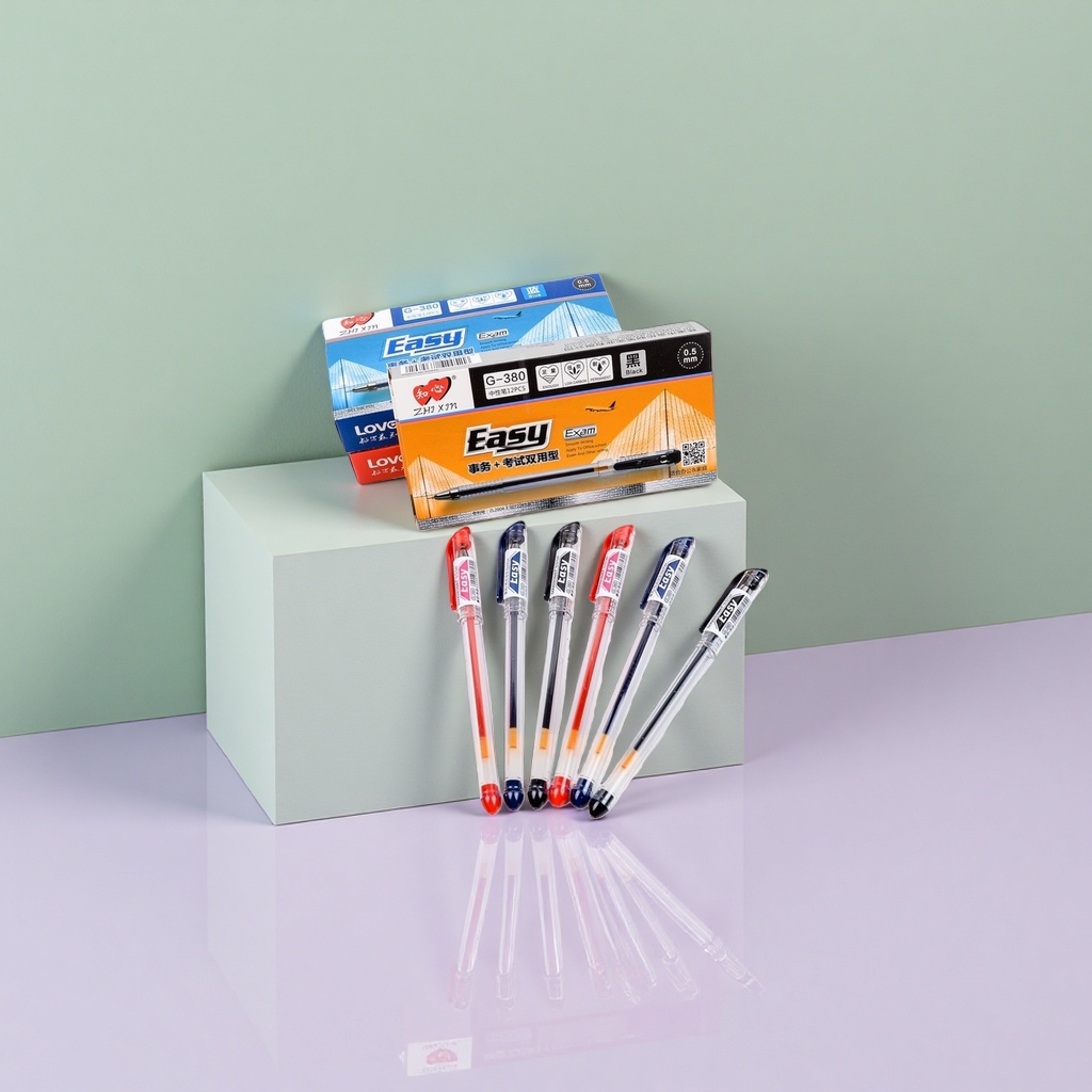 Easy brand gel pen set: 2 black ballpoint pens for office and student use details Picture