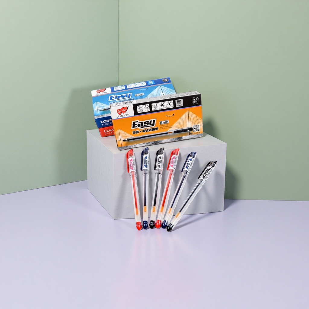 Easy brand gel pen set: 2 black ballpoint pens for office and student use
