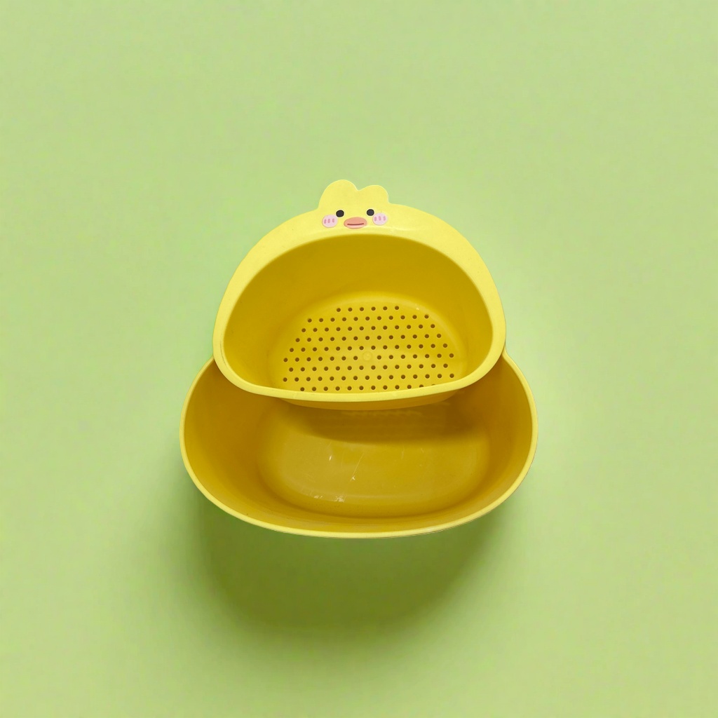 Yellow chicken-shaped draining basket, storage basket, kitchen draining rack, draining tools