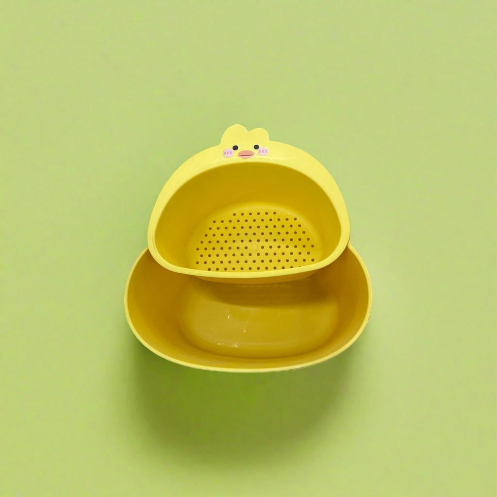 Yellow chicken-shaped draining basket, storage basket, kitchen draining rack, draining tools details Picture