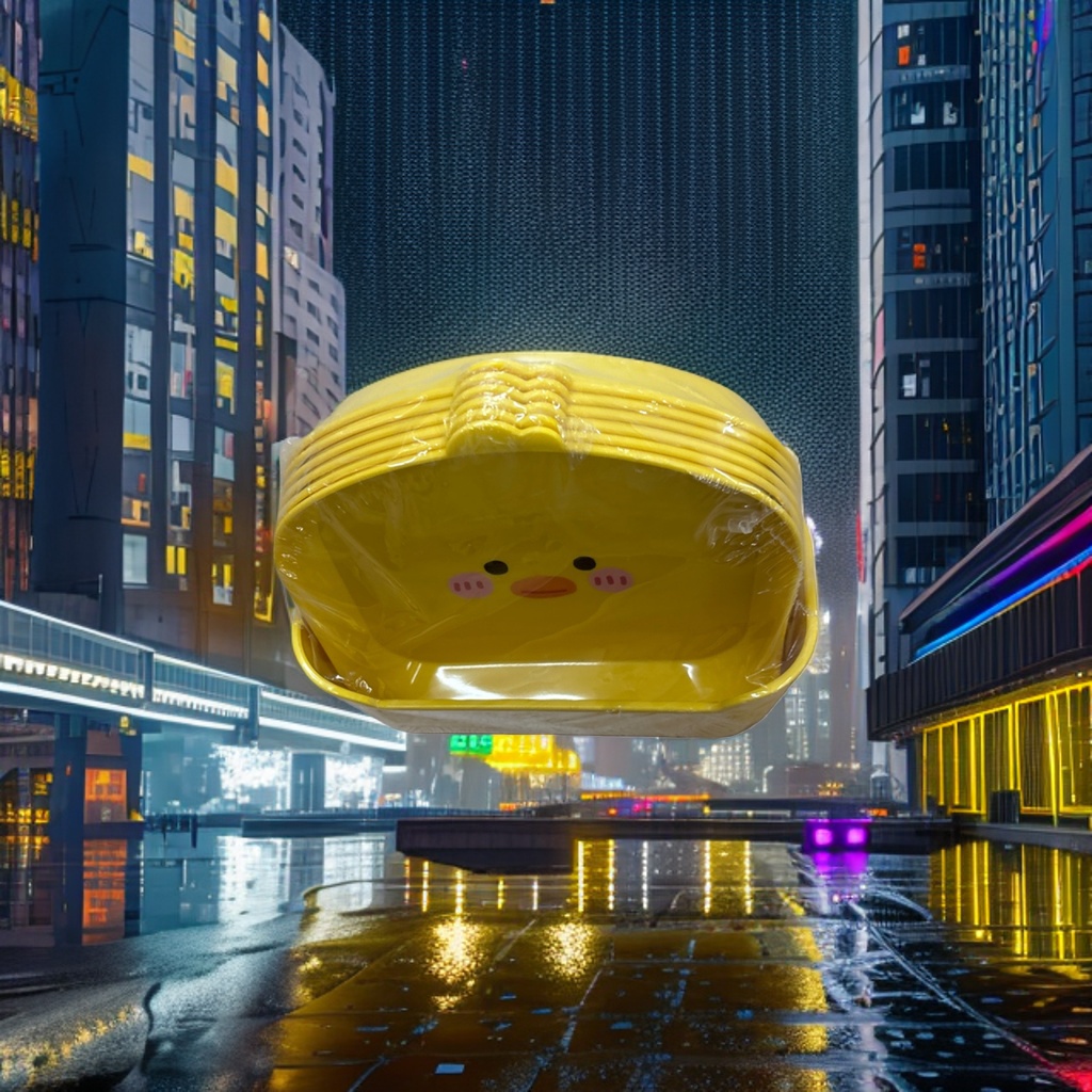 Yellow duck-shaped lunch box, children's bento box, cute cartoon lunch box, portable and waterproof Specification image