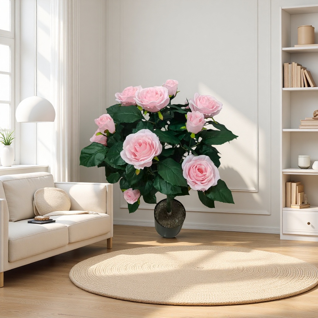 Pink rose potted plants, indoor greening and decorative flower potted plants, home gardening Application Scenario