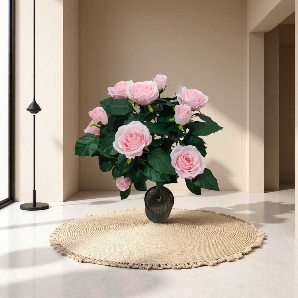 Pink rose potted plants, indoor greening and decorative flower potted plants, home gardening details Picture