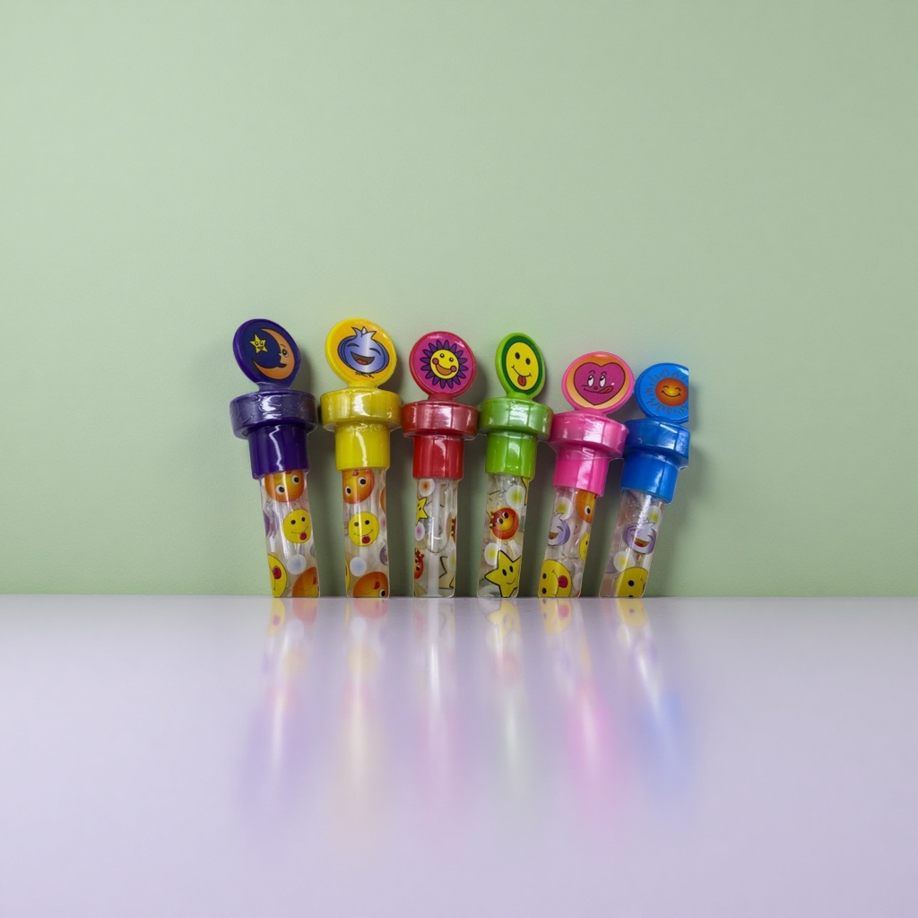 Seis plumas de color color smiley pen cap studentstationery cute pen set Specification image