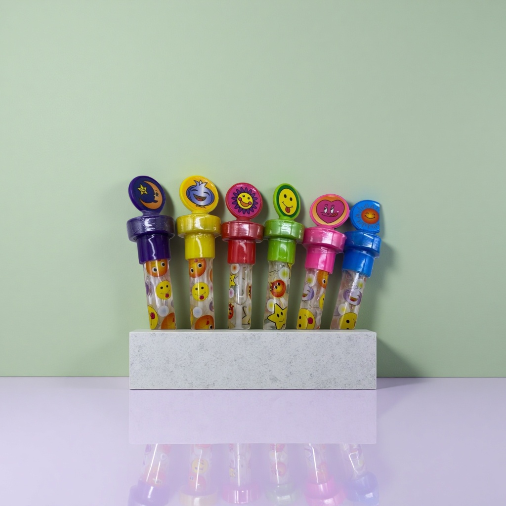 Seis plumas de color color smiley pen cap studentstationery cute pen set details Picture
