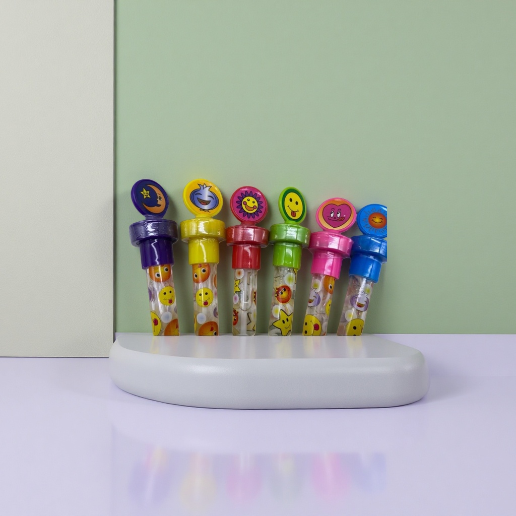 Six colorful pens, colorful smiling face pen caps, student stationery and cute pen sets