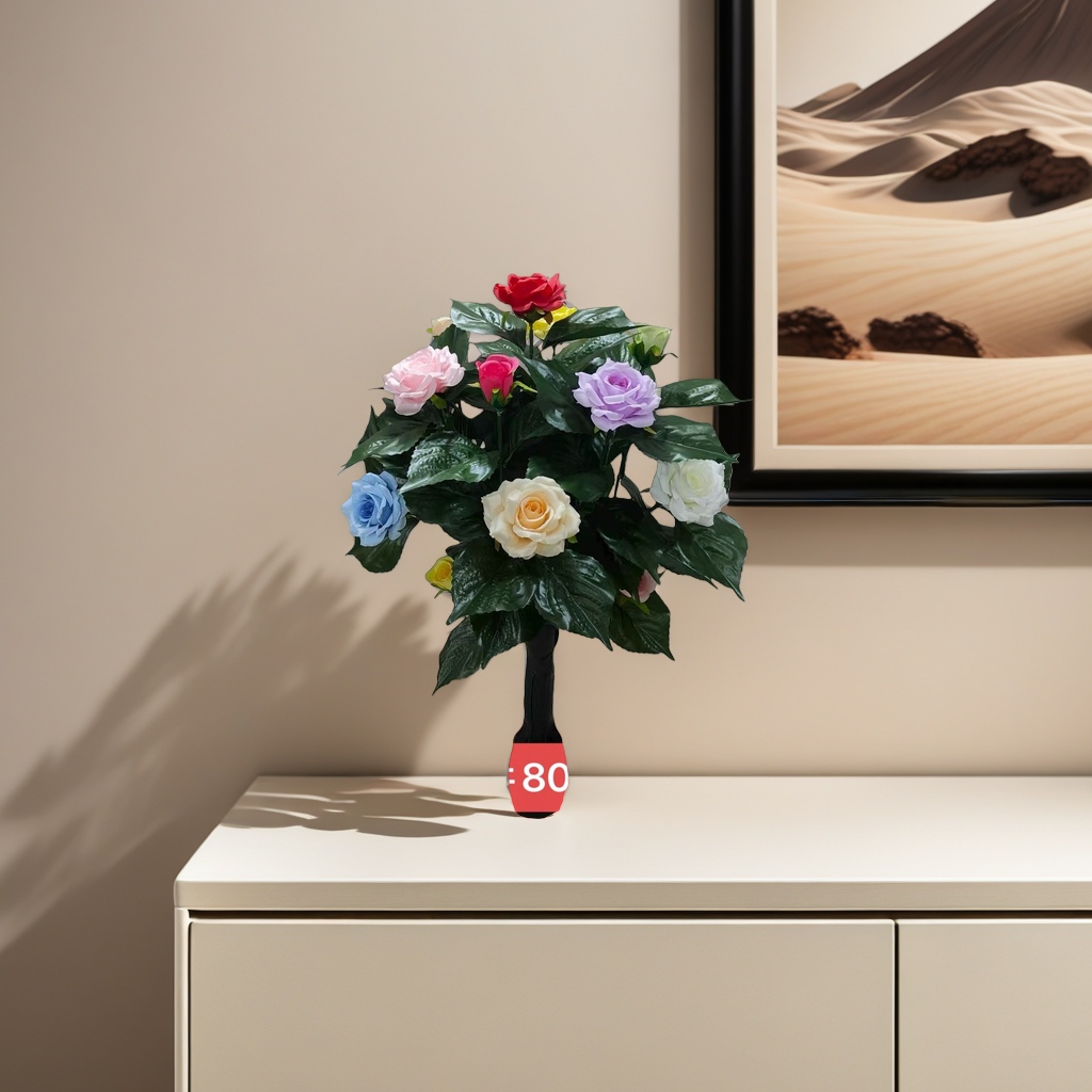 A delicate bouquet of artificial roses and preserved flowers as a birthday gift for my girlfriend's mother. Floral decoration details Picture