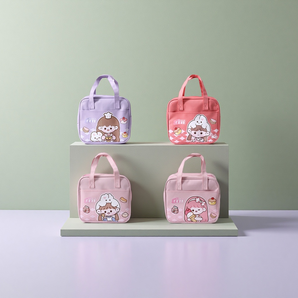 可爱卡通图案保温饭盒包防烫便携式学生午餐袋