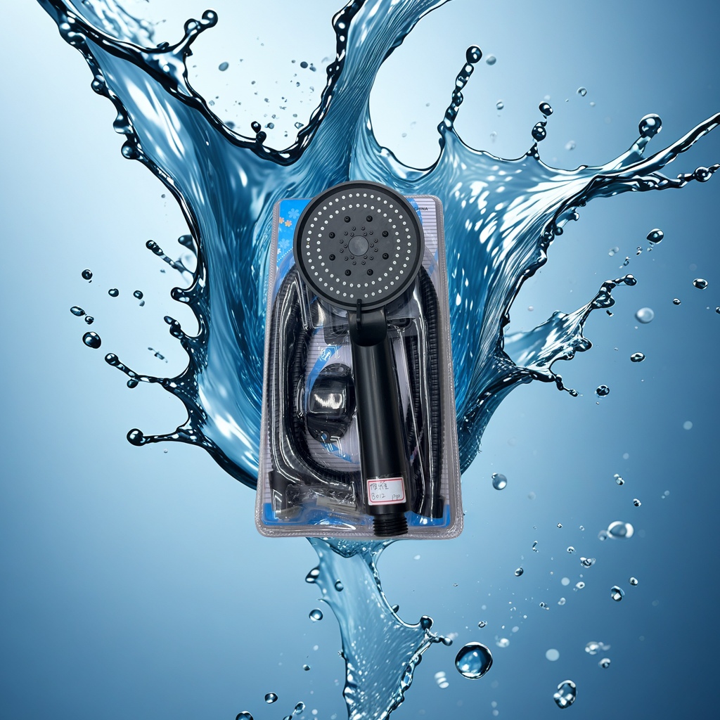 Black shower head set, anti-rust, extended, uniform water flow, silent and water-saving Specification image