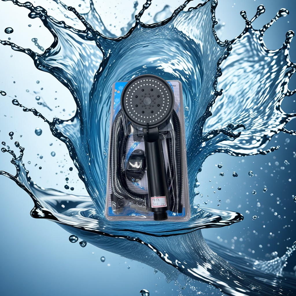 Black shower head set, anti-rust, extended, uniform water flow, silent and water-saving details Picture