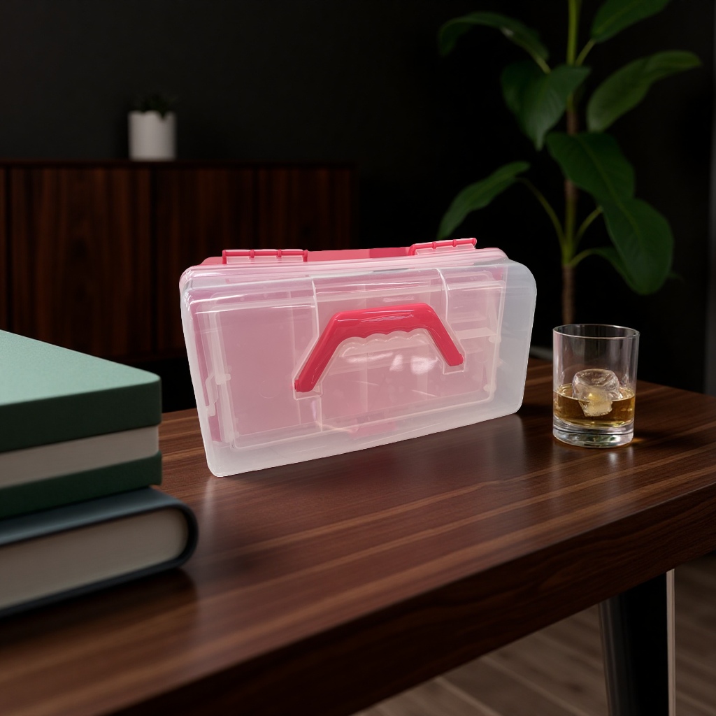 Transparent plastic storage box, multi-layered separation, large-capacity, stackable family organization box, storage box Specification image