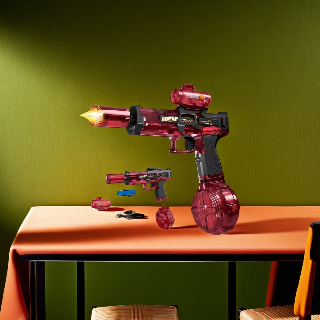 The red toy gun is a safe and environmentally friendly prop for children's simulation shooting games Application Scenario