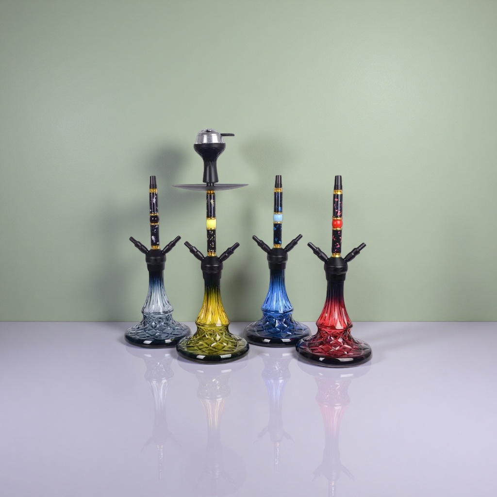 彩色玻璃水烟壶主体 多彩艺术装饰吸烟壶家用配件