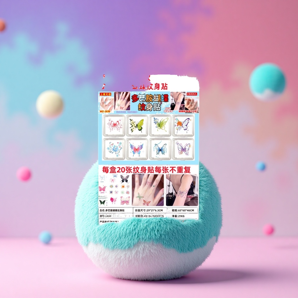 Product display image of the dopamine Internet celebrity hit butterfly tattoo patch Application Scenario