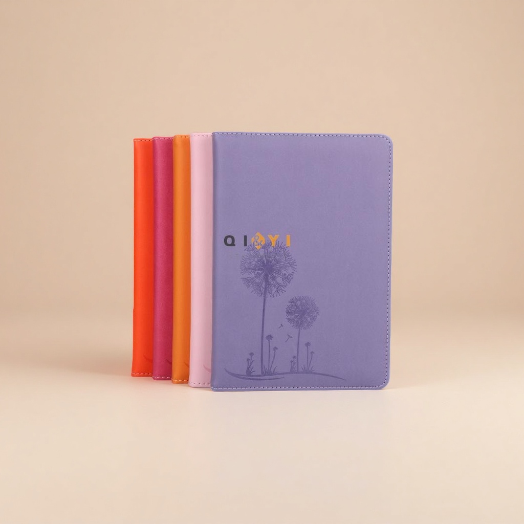 Color notebook for students, 160-page simple style soft leather notebook details Picture