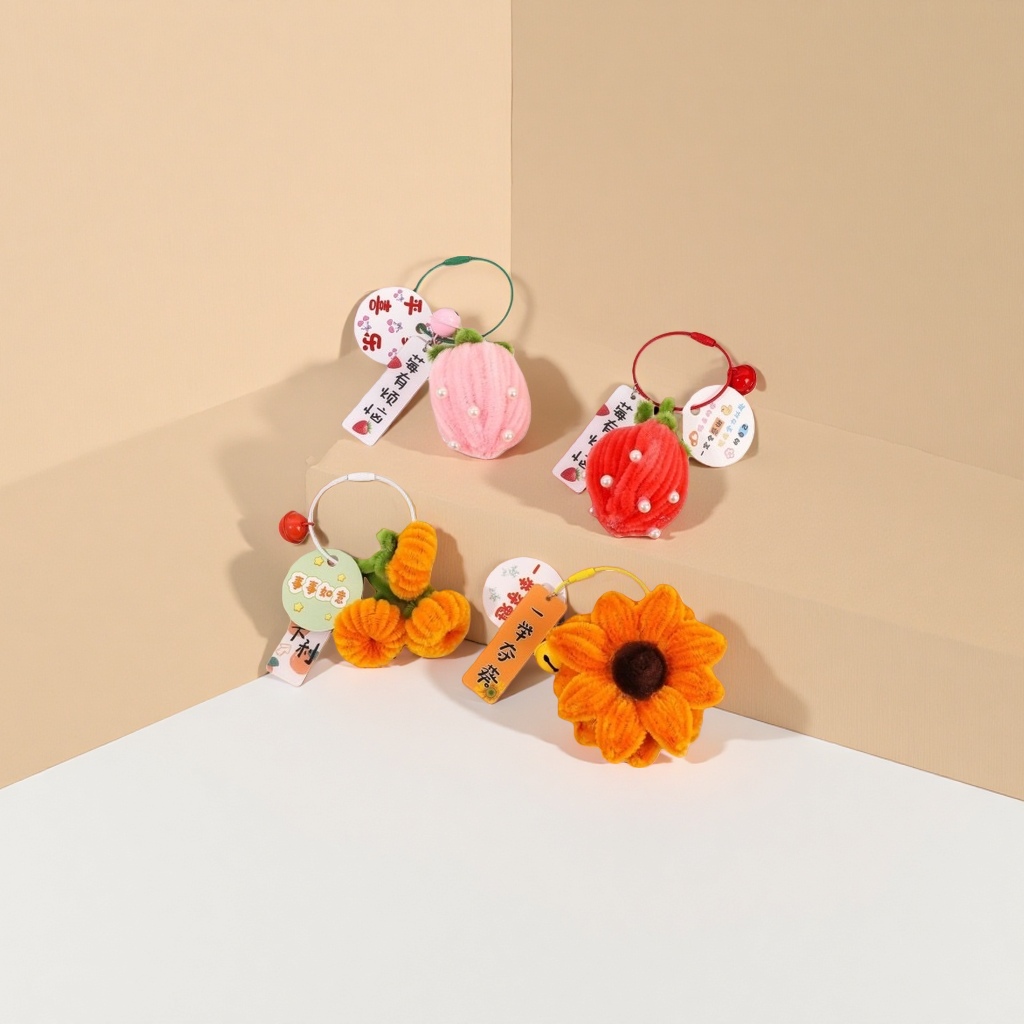 Fresa girasol zanahoria estilo lana tejido rizos adorables accesorios primavera nuevo Specification image