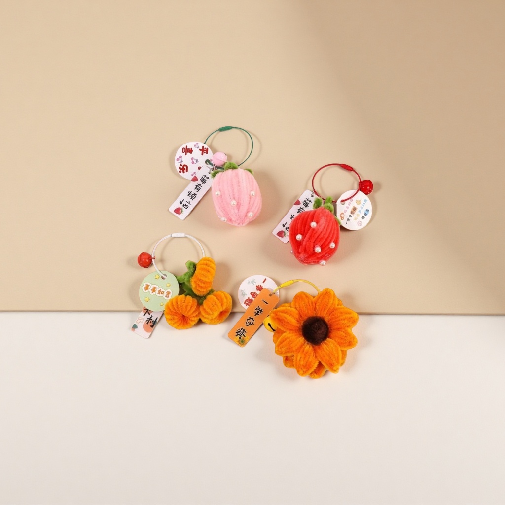 Fresa girasol zanahoria estilo lana tejido rizos adorables accesorios primavera nuevo details Picture