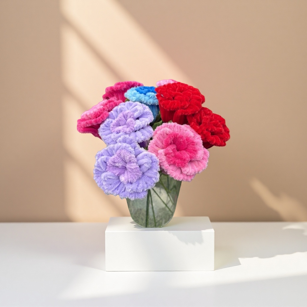 彩色毛绒花+花束细节图