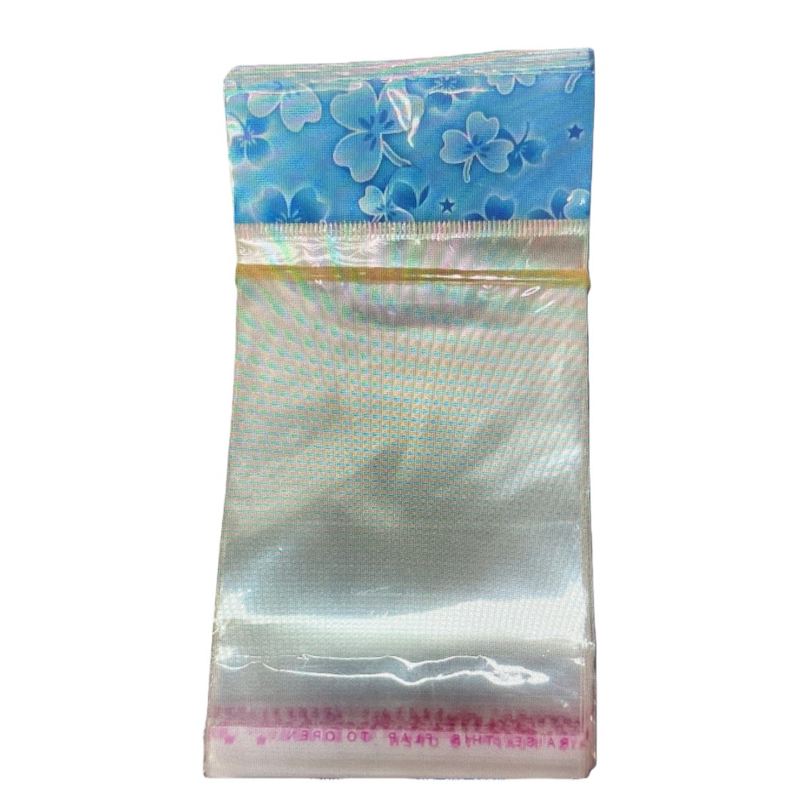A transparent plastic bag with blue floral patterns Item Picture