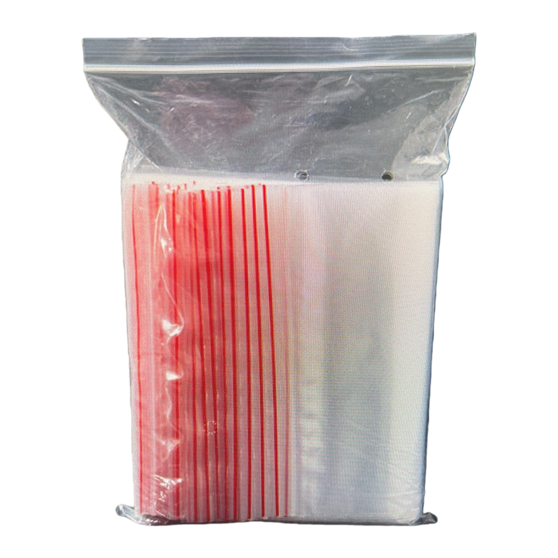 The red striped transparent plastic bag for storing items is portable, dust-proof and water-proof Item Picture