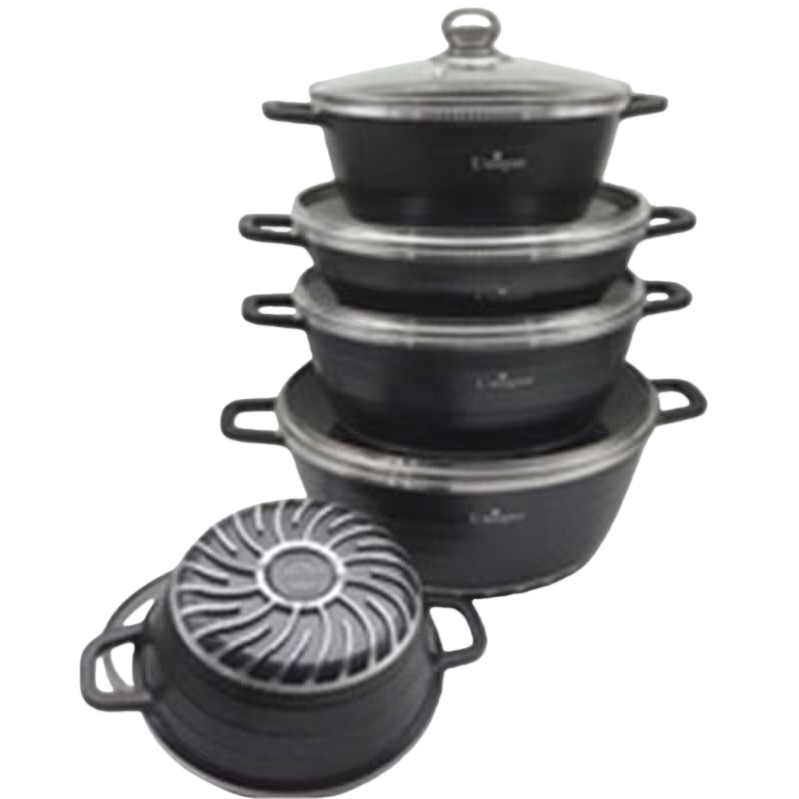 Black non-stick pan set of 3 pieces, including wok, soup pan and frying pan, for home kitchen use Item Picture