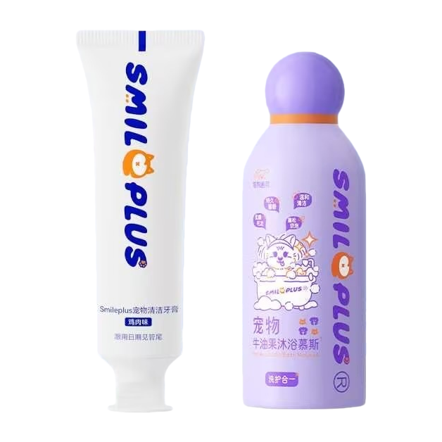 Pet cleaning products, toothpaste, bath mousse set 120g, freshening breath, Deodorizing, gentle formula Item Picture
