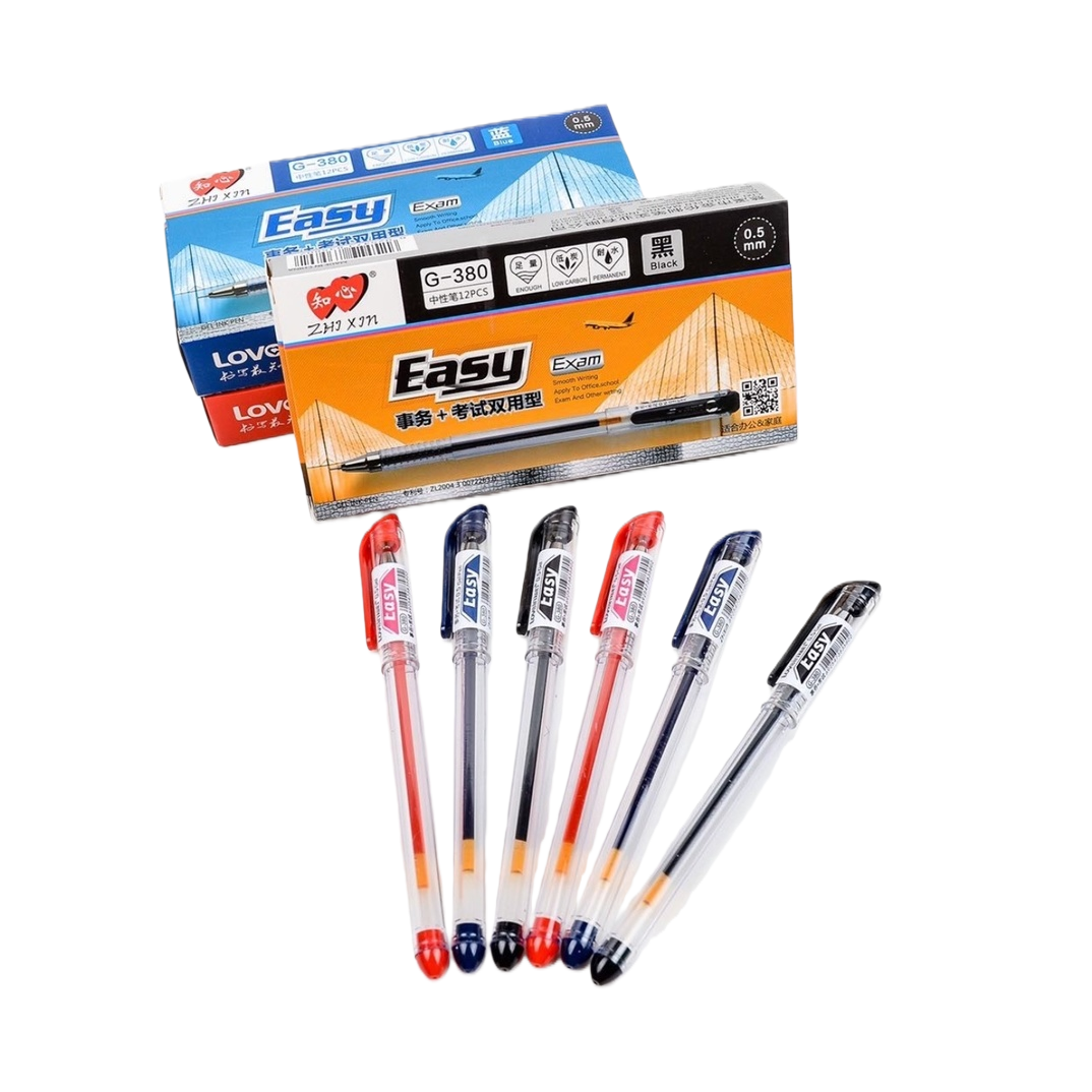 Easy brand gel pen set: 2 black ballpoint pens for office and student use Item Picture