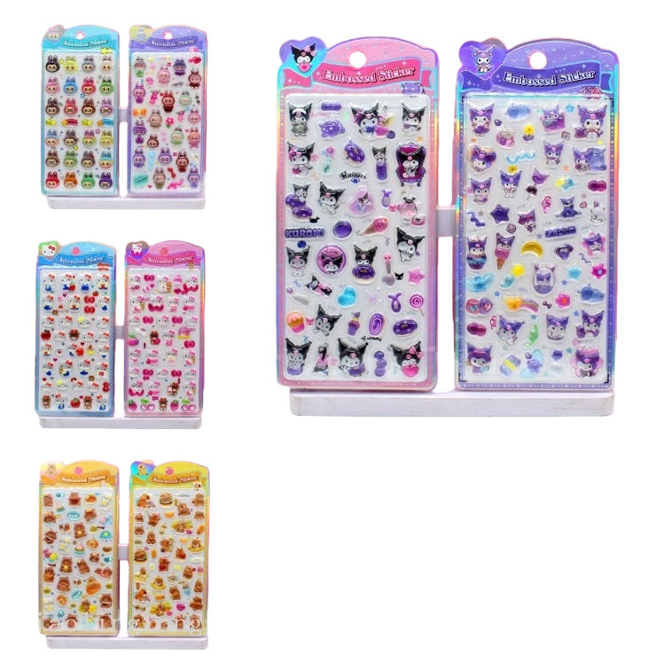 Solid cartoon relief stickers, 20 pieces each, waterproof, anti-fading and tear-resistant Item Picture