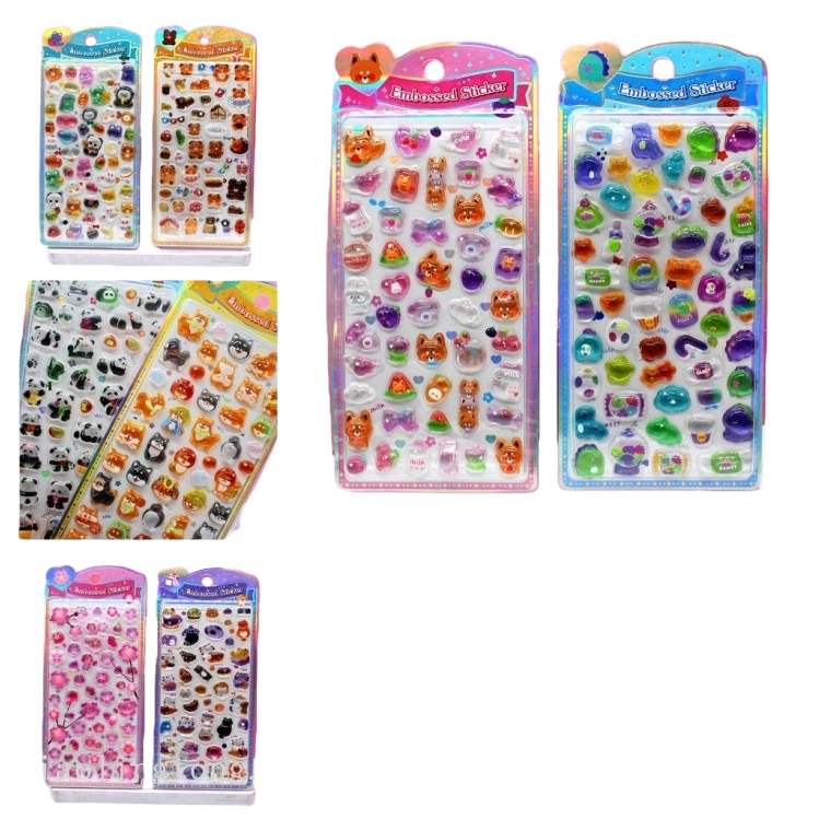 Solid embossed stickers, cute cartoon decorative stickers, waterproof and anti-fading Item Picture