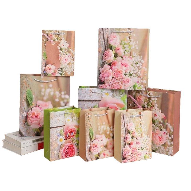 花卉图案+礼品袋白底实物图