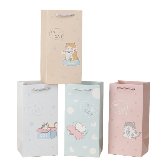 可爱猫咪图案+礼品袋白底实物图