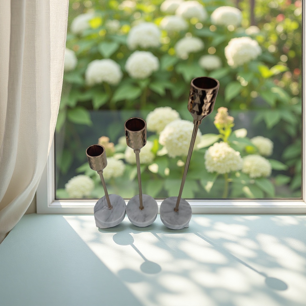 金色几何烛台装饰摆件客厅烛台简约现代家居用品天然大理石烛台摆件细节图