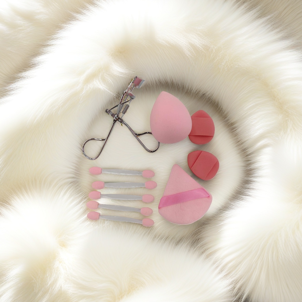 The three-piece makeup tool set of egg eyelash curler and sponge stick is a perfect moisturizing, softening and volumizing makeup tool details Picture