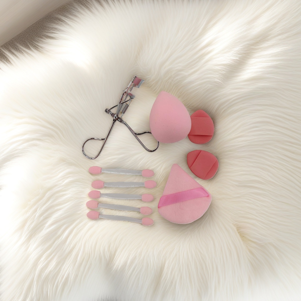The three-piece makeup tool set of egg eyelash curler and sponge stick is a perfect moisturizing, softening and volumizing makeup tool Specification image