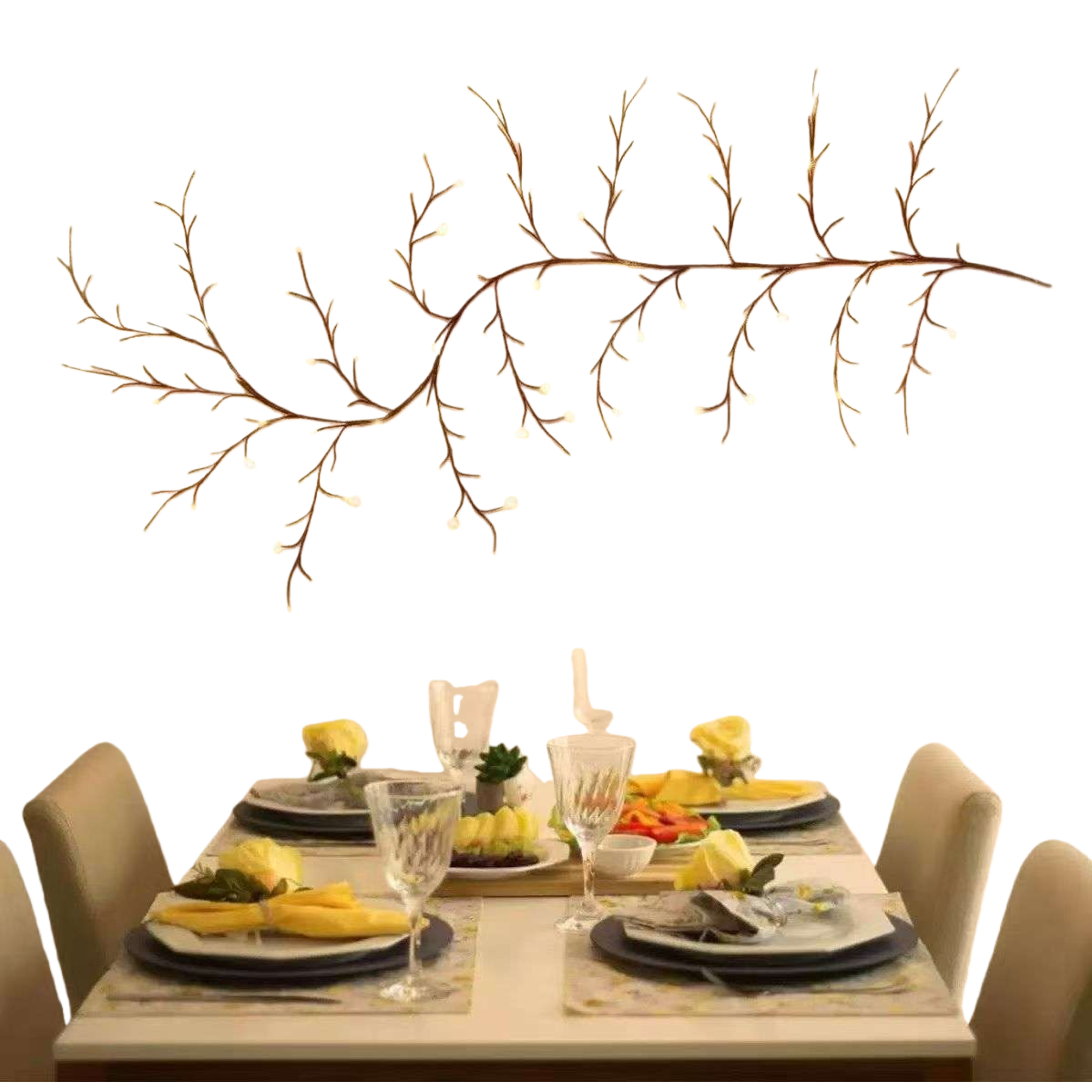 Tree-shaped LED decorative lights for home living rooms and bedrooms, with warm light and adjustable brightness Item Picture