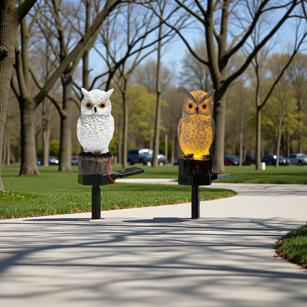 太阳能猫头鹰造型户外装饰灯节能照明庭院灯产品图