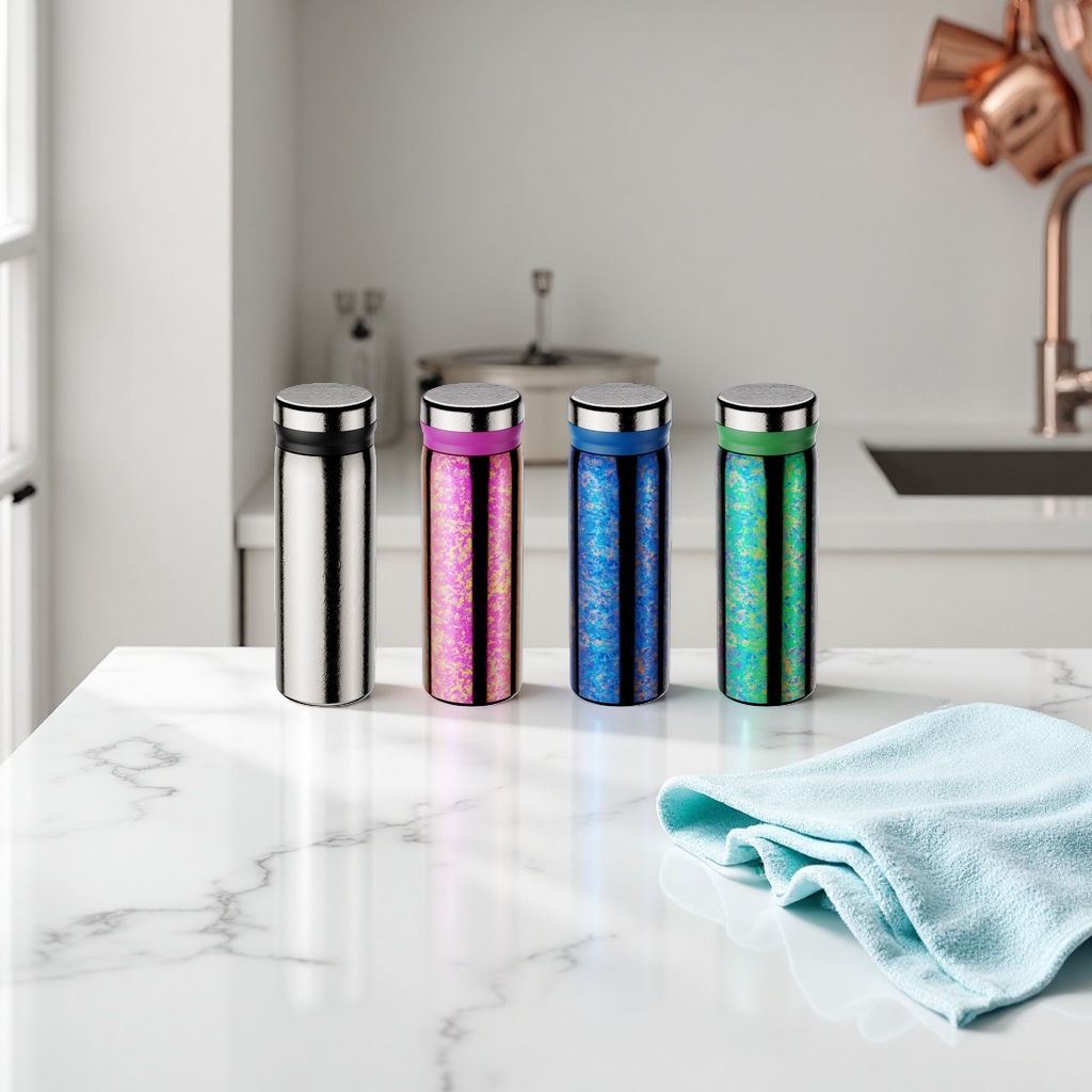 Metallic texture, colorful pure titanium insulated cup with lid design titanium cup